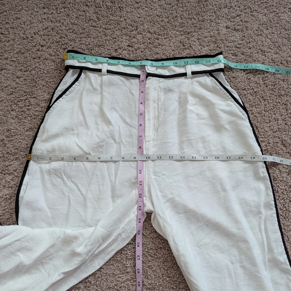 Paper Crane White Black Trim Jogger Pants Size Large